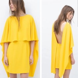 Zara yellow cape dress